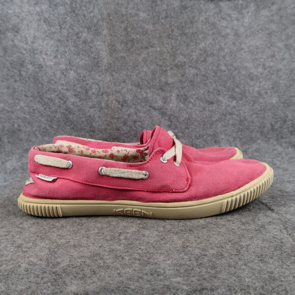 Keen Shoes - Keen Shoes Womens 8 Casual Boat Loafer Maderas Canvas Pink Two Eye Slip On Flat